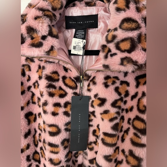 NWT Victorias Secret PINK Know One Cares Fur Leopard Cheetah Coat Jacket M - Picture 2 of 7